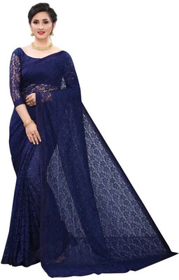 Amavii Embroidered Bollywood Net Saree(Dark Blue)