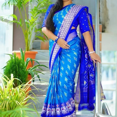 Saadhvi Printed Bhagalpuri Art Silk Saree(Blue)