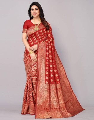 SWAMI STUDIO Self Design Banarasi Art Silk Saree(Red)