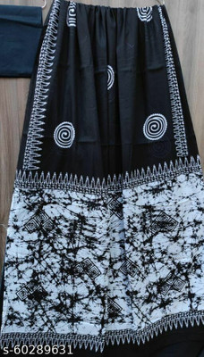 Jaipuri Print Printed, Blocked Printed, Color Block, Dyed, Floral Print Daily Wear Pure Cotton Saree(Black)