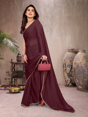 ROOP SUNDARI SAREES Embellished Bollywood Tissue, Silk Blend Saree(Magenta)