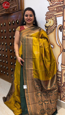 SHREEENATHJICREATION Solid/Plain Baluchari Art Silk Saree(Mustard)