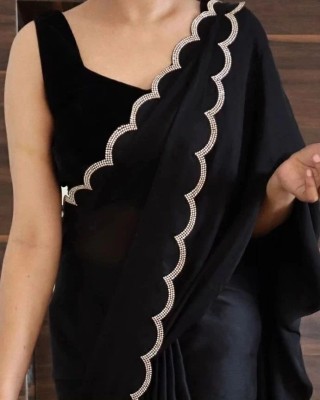 WEARSIXTY Self Design Bollywood Chiffon Saree(Black)