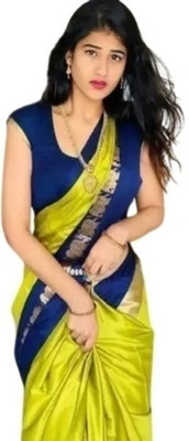 HouseOfCommon Temple Border Bollywood Cotton Silk Saree(Multicolor)
