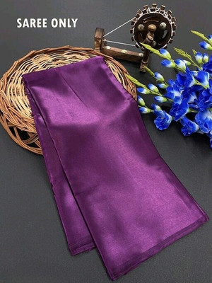 Arpita Fashion Solid/Plain Bollywood Pure Silk, Satin Saree(Purple)