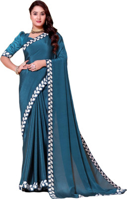 jayant creation Embroidered, Solid/Plain Bollywood Georgette Saree(Blue)
