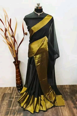 Ruhabs Printed Daily Wear Chiffon Saree(Black)