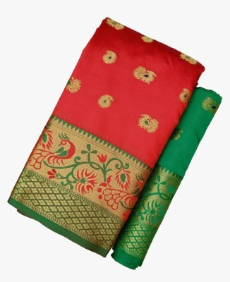 KALPNA CREATION Woven Mysore Cotton Silk Saree(Red)