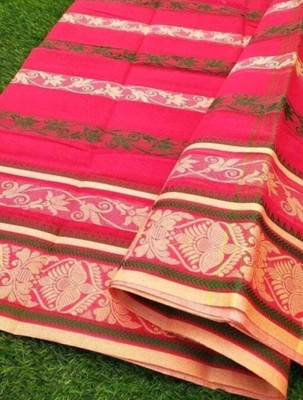 Ghosh handloom Woven Tant Pure Cotton Saree(Red)