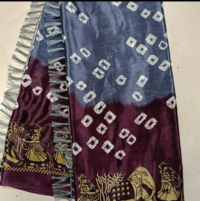charmie designer Printed Bandhani Silk Blend Saree(Multicolor)