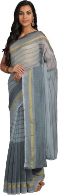 Suali Striped Bollywood Art Silk Saree(Grey)