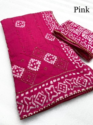 KAVYANSH CREATION Hand Painted, Blocked Printed Bollywood Cotton Blend Saree(Pink)