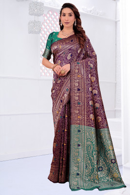 Suali Woven Banarasi Pure Silk Saree(Purple)