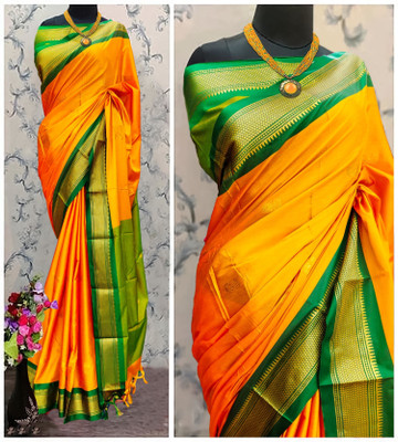 Shruti Bandhani Woven Paithani Cotton Silk Saree(Orange)