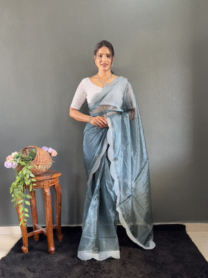 MM VENTURE Embroidered Bollywood Chiffon Saree(Green)