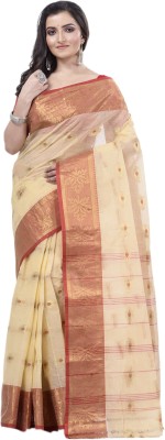 DipDiya Self Design Tant Cotton Blend Saree(Cream)