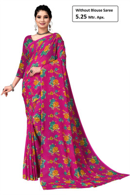 Kanooda Prints Printed Daily Wear Georgette Saree(Pink)