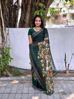 ZOAMIC SURAT Self Design, Printed Daily Wear Georgette Saree(Multicolor)