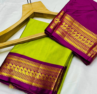 Fashion Club Collection Woven Bollywood Cotton Silk Saree(Light Green)