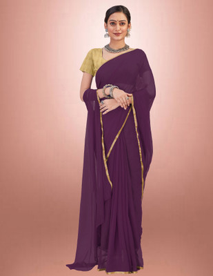 V And V Shop Solid/Plain Kanjivaram Jacquard, Cotton Silk Saree(Magenta)