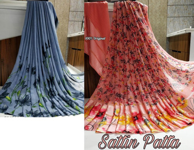Sitanjali Floral Print Bollywood Georgette Saree(Pack of 2, Multicolor)
