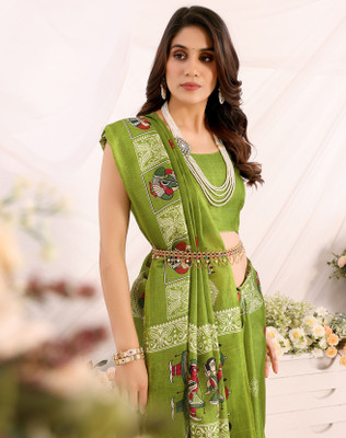 YASHIKA Printed Bollywood Art Silk Saree(Green)