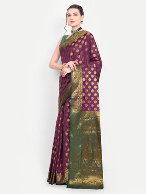 jayant creation Embroidered Daily Wear Silk Blend Saree(Purple)