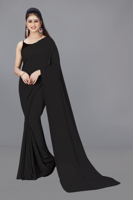 mamtasaree Solid/Plain, Dyed Daily Wear Georgette Saree(Black)