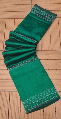 Sanwariya Silks Solid/Plain Bollywood Silk Blend Saree(Green)