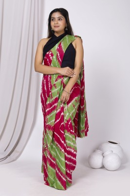 NIKHILAM Blocked Printed, Color Block, Dyed, Floral Print, Printed Daily Wear Pure Cotton Saree(Pink)