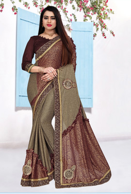 QUEDDY'S Self Design Bollywood Lycra Blend Saree(Maroon)