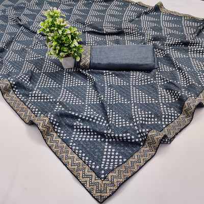 Kanooda Prints Printed Daily Wear Georgette Saree(Grey)