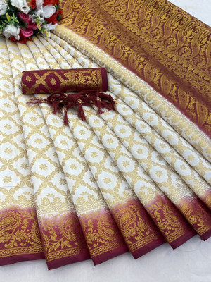 RudraNX Woven Banarasi Jacquard Saree(Multicolor)