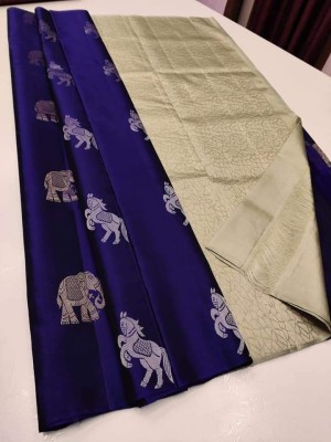 Pinky Fashion Woven Kanjivaram Pure Silk, Art Silk Saree(Blue)