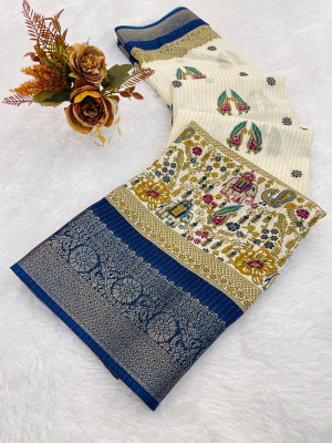 Aika Digital Print Daily Wear Art Silk Saree(Blue)