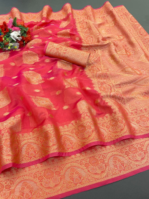 Apnisha Digital Print Daily Wear Organza Saree(Red)