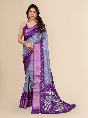Hema Silk Mills Printed Bandhani Silk Blend Saree(Maroon)