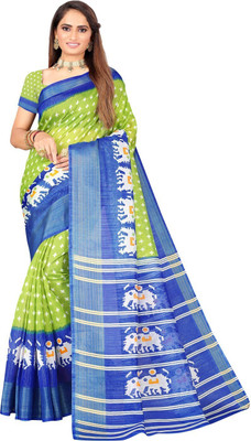 Suali Printed Bhagalpuri Art Silk Saree(Green)