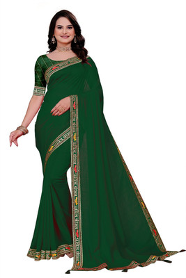 WavySnugsy Printed Assam Silk Pure Silk Saree(Green)