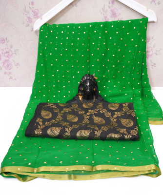 Desi Style Floral Print Bollywood Net, Chiffon Saree(Light Green)