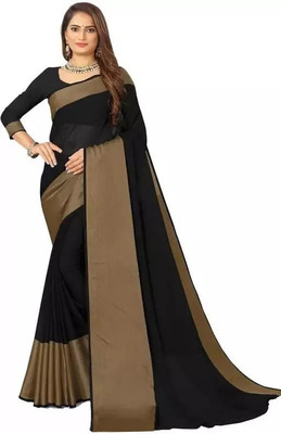 Vragi Self Design Bollywood Chiffon Saree(Black)