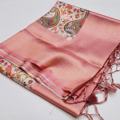 Ai Para Couture Digital Print, Self Design Kalamkari Art Silk Saree(Pink)