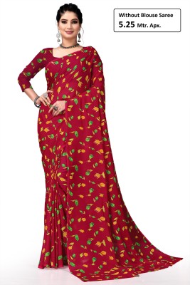 Kanooda Prints Printed Daily Wear Georgette Saree(Maroon)