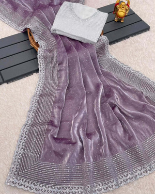 samu Embellished Bollywood Jimmy choo Saree(Purple)