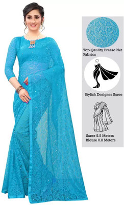 stylevilla Self Design Bollywood Net Saree(Blue)