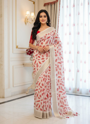 Sarkar Textiles Floral Print Bandhani Pure Silk Saree(Red)