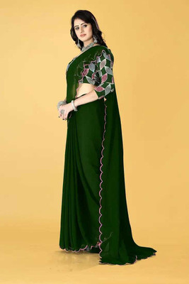 supalee tex Solid/Plain Bollywood Georgette Saree(Multicolor)