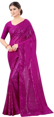 Clemira Embellished Bollywood Georgette Saree(Pink)