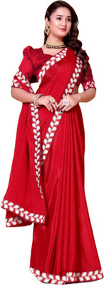 jayant creation Solid/Plain Bollywood Georgette Saree(Red)