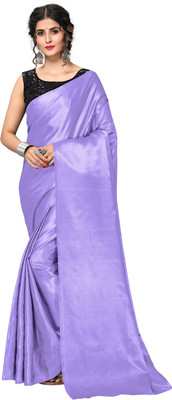 Shrilaxmisari Solid/Plain Bollywood Satin Saree(Purple)